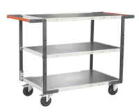 Servante FIMM flat-pack 3 plateaux tôle double poignées 1000 x 600 mm roues caoutchouc 250 kg