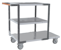 Servante FIMM flat-pack 3 plx tôle 1 pl 1000 x 600 mm et 2 plx 700 x 600 mm roues TPE 250 kg