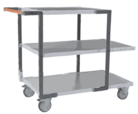 Servante FIMM flat-pack 3 plx tôle 2 plx 1000 x 600 mm et 1 pl. 700 x 600 mm roues TPE 250 kg