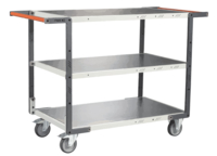 Servante FIMM flat-pack 3 plateaux tôle double poignées 1000 x 600 mm roues TPE 250 kg