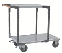 Servante FIMM flat-pack 2 plx tôle 1 pl. 1000 x 600 mm et 1 pl. 700 x 600 mm roues caoutchouc 400 kg