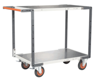 Servante FIMM flat-pack 2 plateaux tôle, 1000 x 600 mm, roues caoutchouc, 400 kg