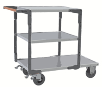 Servante FIMM flat-pack 3 plx tôle 1 pl. 1000 x 600 mm et 2 plx 700 x 600 mm roues cc 400 kg