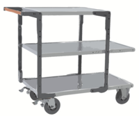 Servante FIMM flat-pack 3 plx tôle, 2 plx 1000 x 600 mm et 1 pl. 700 x 600 mm roues cc 400 kg