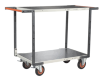 Servante FIMM flat-pack 2 plateaux tôle double poignées 1000 x 600 mm roues caoutchouc 400 kg