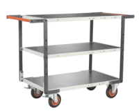 Servante FIMM flat-pack 3 plateaux tôle double poignées 1000 x 600 mm roues caoutchouc 400 kg