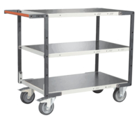 Servante FIMM flat-pack 3 plateaux tôle, 1000 x 600 mm, roues TPE, 400 kg