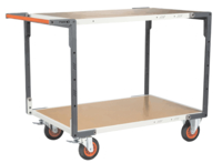 Servante FIMM flat-pack 2 plateaux médium, 1200 x 800 mm, roues caoutchouc, 400 kg