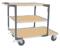 Servante FIMM flat-pack 3 plx médium 1 pl. 1200 x 800 mm et 2 plx 900 x 800 mm roues cc 400 kg