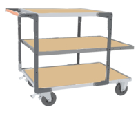 Servante FIMM flat-pack 3 plx médium 2 plx 1200 x 800 mm et 1 pl. 900 x 800 mm roues cc 400 kg