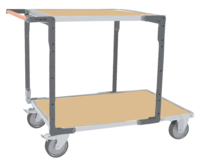 Servante FIMM flat-pack 2 plx médium 1 pl. 1200 x 800 mm et 1 plateau 900 x 800 mm roues TPE 400 kg