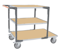 Servante FIMM flat-pack 3 plx médium 1 plateau 1200 x 800 mm et 2 plx 900 x 800 mm roues TPE 400 kg