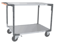 Servante FIMM flat-pack 2 plateaux tôle, 1200 x 800 mm, roues caoutchouc, 400 kg