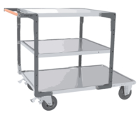 Servante FIMM flat-pack 3 plx tôle 1 pl. 1200 x 800 mm et 2 plx 900 x 800 mm roues caoutchouc 400 kg