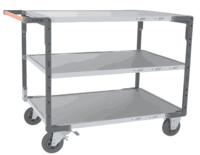 Servante FIMM flat-pack 3 plx tôle, 1200 x 800 mm, roues caoutchouc, 400 kg