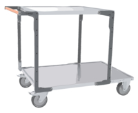 Servante FIMM flat-pack 2 plx tôle 1 plateau 1200 x 800 mm, 1 plateau 900 x 800 mm roues TPE 400 kg