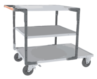 Servante FIMM flat-pack 3 plx tôle 1 plateau 1200 x 800 mm, 2 plateaux 900 x 800 mm roues TPE 400 kg