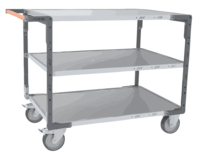 Servante FIMM flat-pack 3 plateaux tôle, 1200 x 800 mm, roues TPE, 400 kg