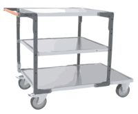 Servante FIMM flat-pack 3 plx tôle 2 plx 1200 x 800 mm, 1 plateau 900 x 800 mm roues TPE 400 kg