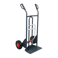 Diable DBA 350 kg, basculement assisté, poignées à garde bavette mixte roues increvables