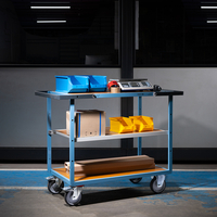 Servante mécano-soudée DP 3 plateaux médium, 1000 x 600 mm, roues TPE, 400 kg