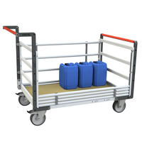 Chariot modulaire tube 2 dossiers + 2 ridelles, plateau bois 1200x800 mm, roues rectangle 500kg FIMM