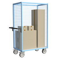 Servante grillagée 3 côtés, plateau bois, 1000 x 600 mm, 500 kg