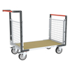 Chariot modulaire grillagé 2 dossiers, plateau bois 1000 x 600 mm, roues rectangle 500 kg, FIMM