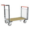 Chariot modulaire grillagé 2 dossiers, plateau bois 1200 x 800 mm, roues rectangle 500 kg, FIMM